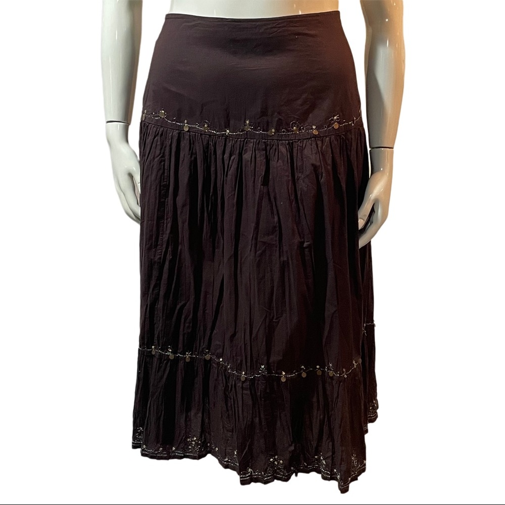 Brown Bohemian Beaded Skirt - Plus Size